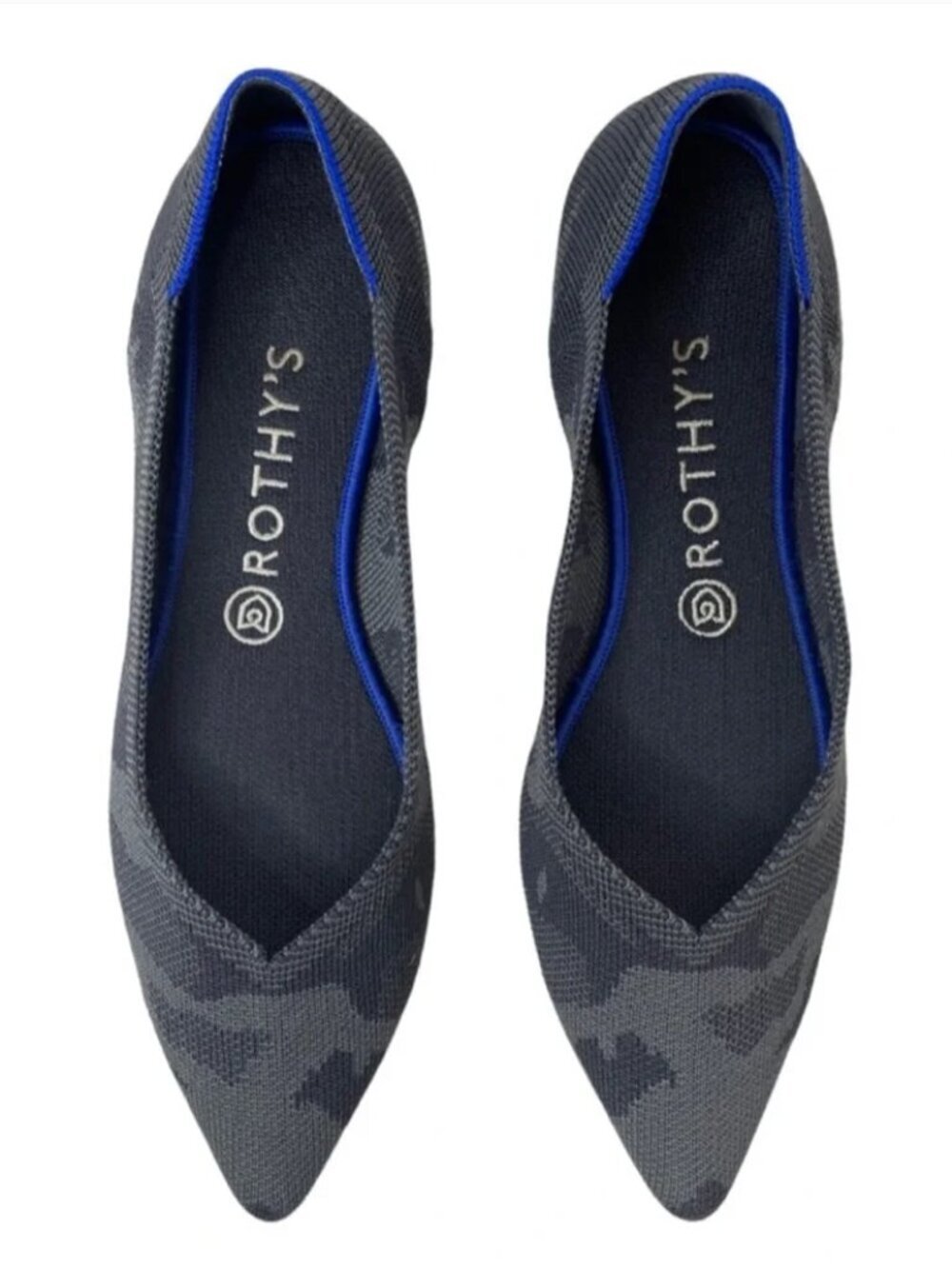 Rothy’s Point Camo Gray Black Flats Pointed Toe Size 8.5